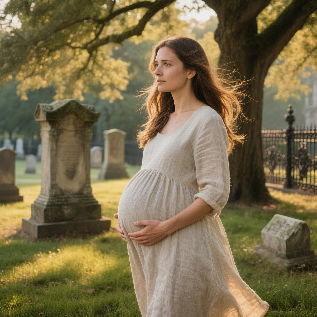 беременная женщина на кладбище