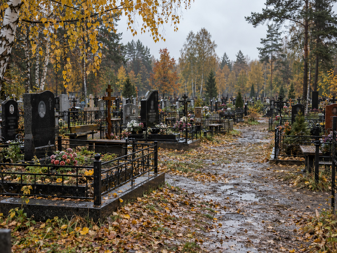 установка памятника осенью