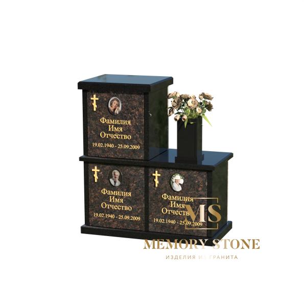 Колумбарий на 3 ячейки из гранита К-10