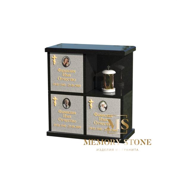 Колумбарий на 3 ячейки из гранита К-11