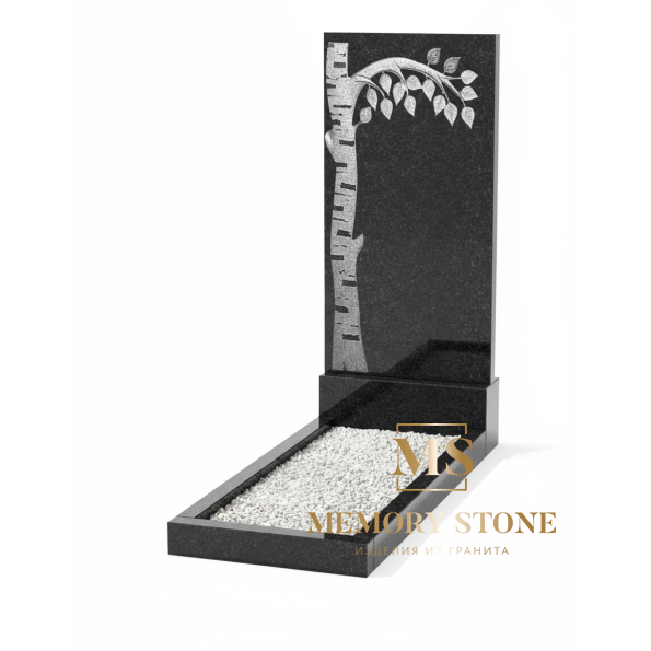 Гранитный памятник с березкой SB-1